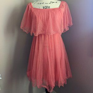 BCBG MaxAzria coral/salmon flowy ruffle dress